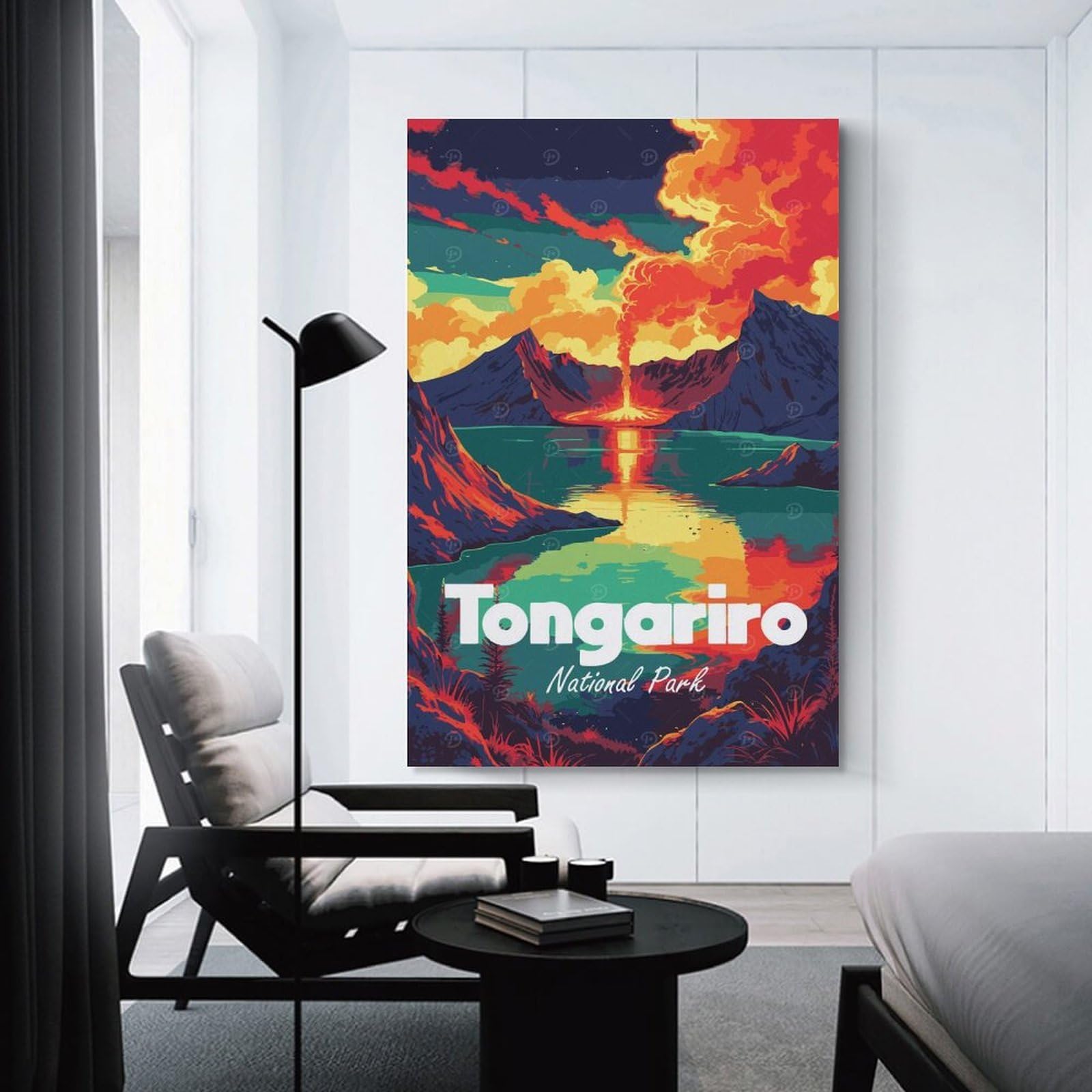 Junmoney Tongariro National Park Wall Picture Print 16x24inch(40x60cm), for Home Office, Desk Area Or Studio, Home Office Artwork with Decorative Appeal