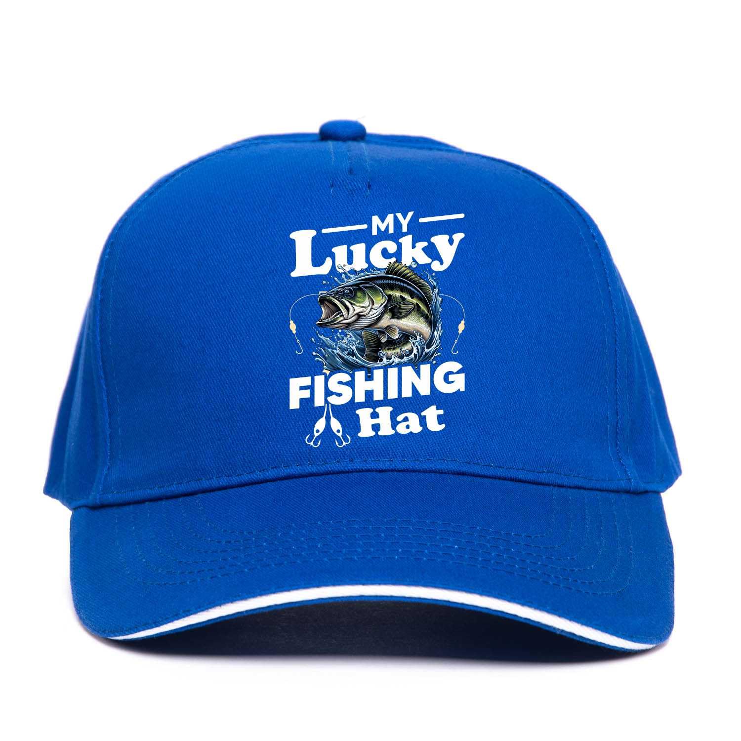Print4U My Lucky Fishing Baseball Cap Anglers Gift Father's Day Birthday Present Blue