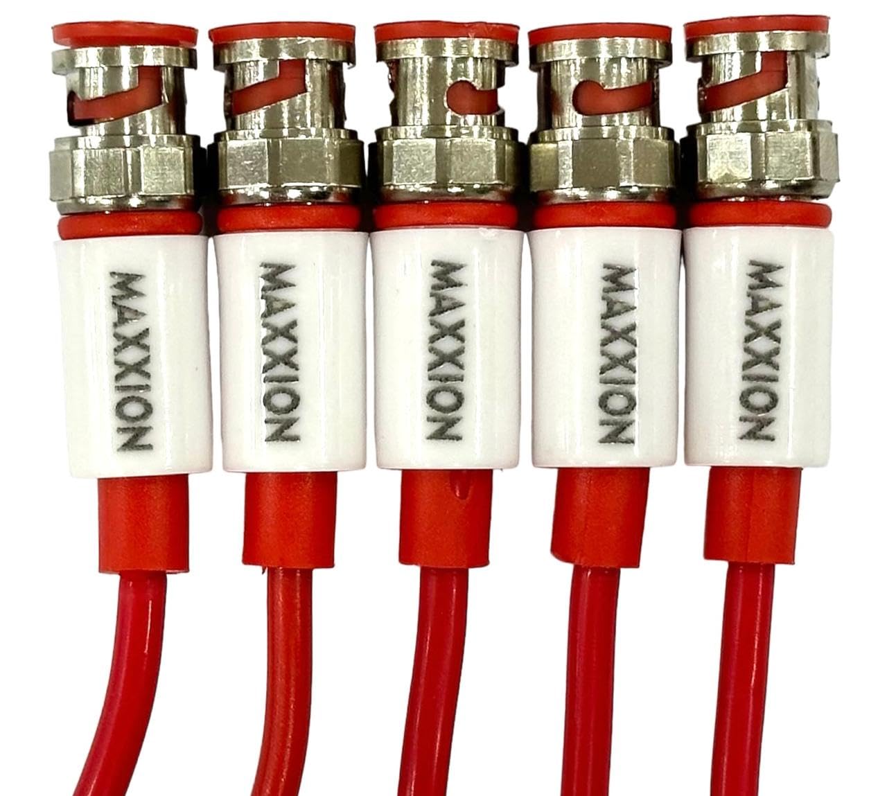 MAXXION BNC Pigtail Cable Bare Wire, 5-Pack Male Connector Plug with Open End Wire for CCTV Camera Terminal Adpater (5pcs Male) (Pack Of 5) (MAX-WB101P)