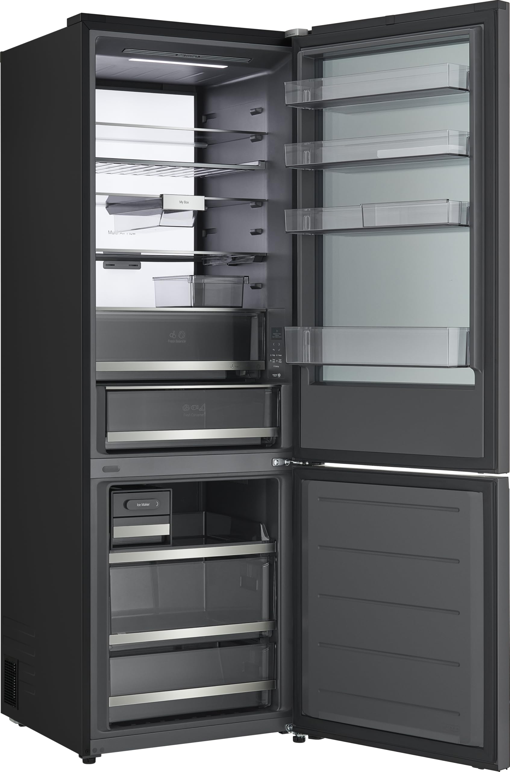 LG GBGW92GCEV Fit&Max Kühl-/Gefrierkombination (465 L, Energieklasse C) vollintegrierbar oder freistehend mit InstaView, FRESHConverter+, Total No Frost, MyBox, Schwarz