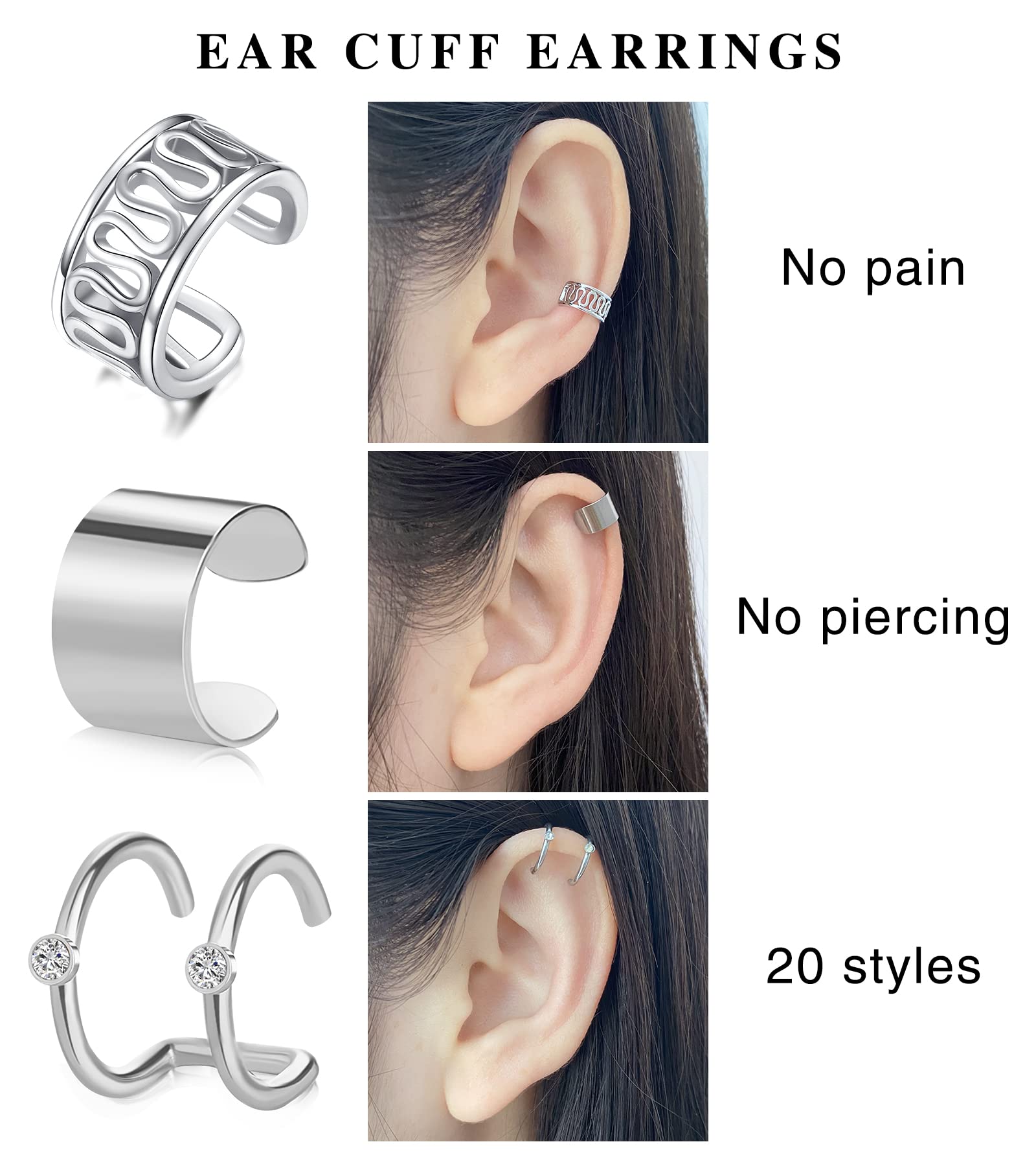 Pendientes de puños cadena hombre mujer diamante cartílago piercing
