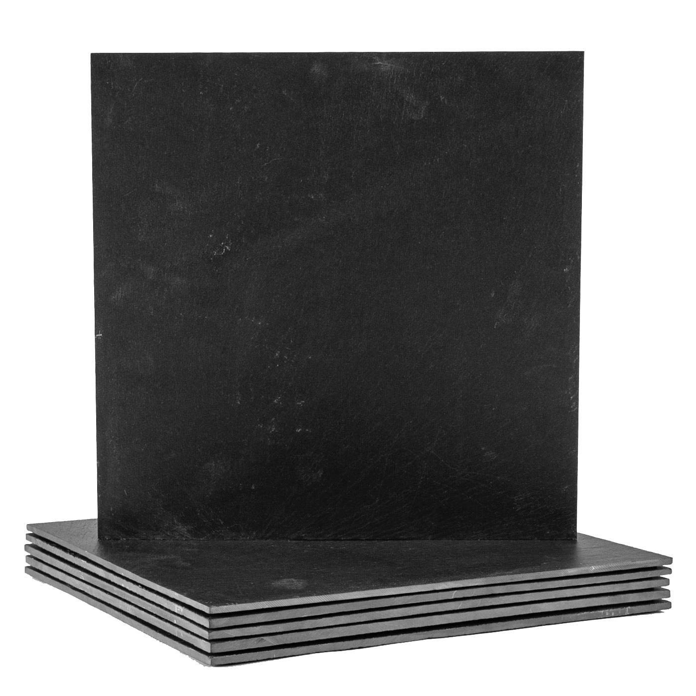 Linea Square Slate Placemats - 33cm - Natural Black Stone - Set of 6 - Argon Tableware