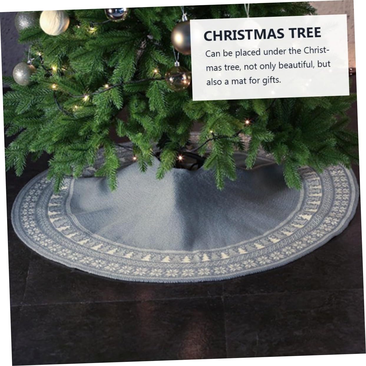 Gonnellino Albero Natale in Maglia Decorazione Tessuto con Nastri Albero di Natale Accessorio Festivo per Casa e Feste Natalizie