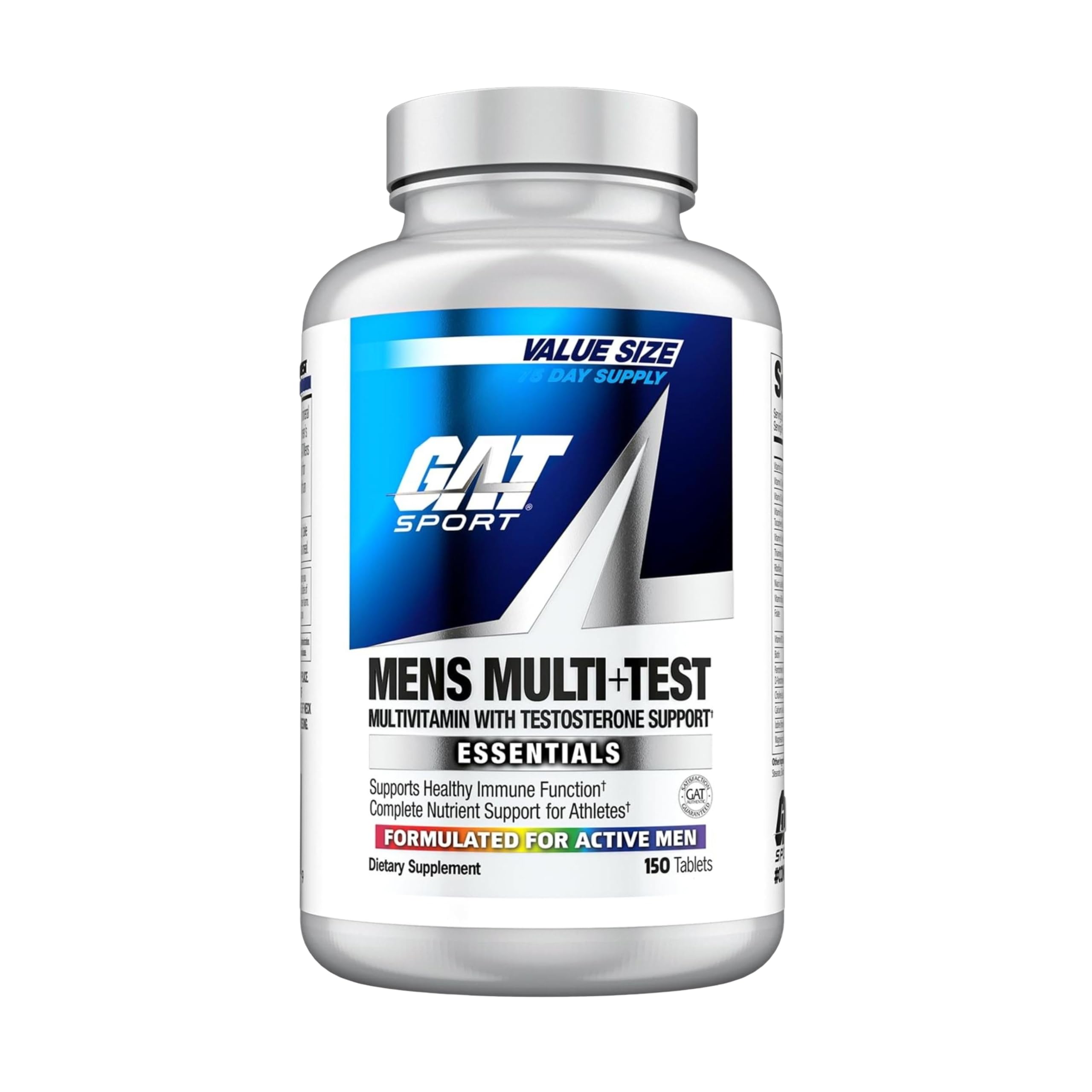 GAT SPORT Men's Multi Plus Test, 150 Tablets (75 Servings) | Men's Multivitamin with Tribulus, Vitamin B12, Zinc, ALA for Testosterone Support, Nutrition Support & Immune Function