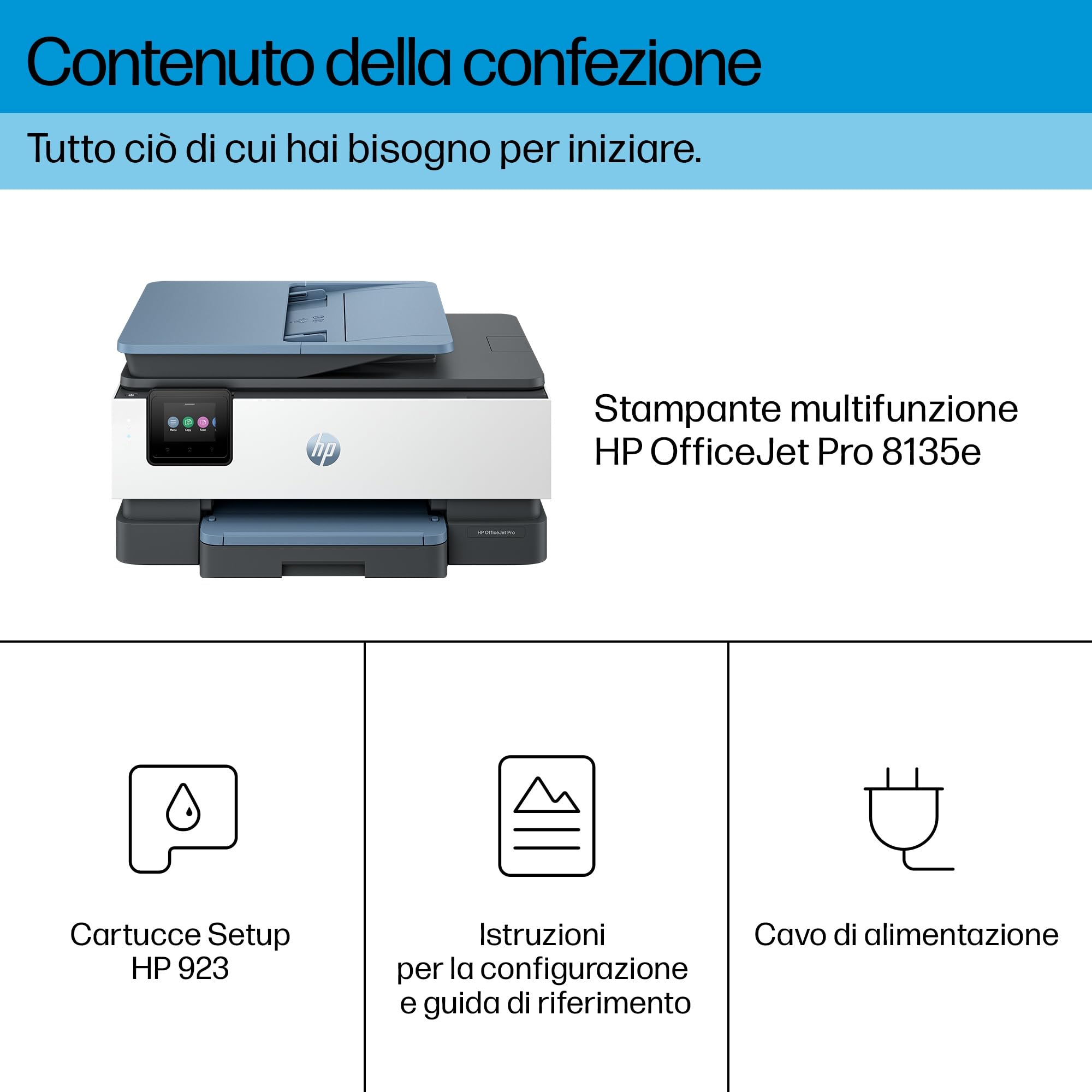 HP OfficeJet Pro 8135e Stampante Multifunzione A4 Colori Fronte Retro Automatico 20 ppm Wi-Fi Grigia