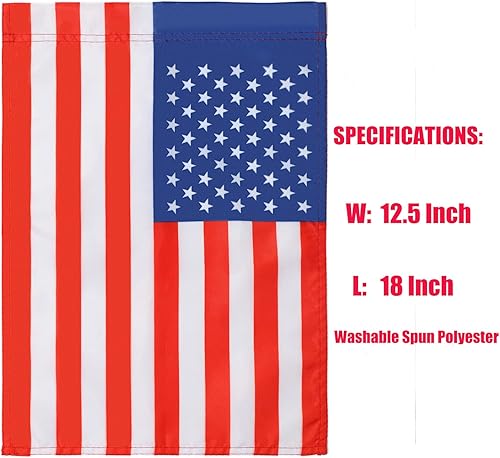 Miniatura 4 de Paquete de 2 banderas de jardín estadounidense Freefy de 12 x 18 pulgadas, bandera patriótica de poliéster de doble cara, patio residencial de