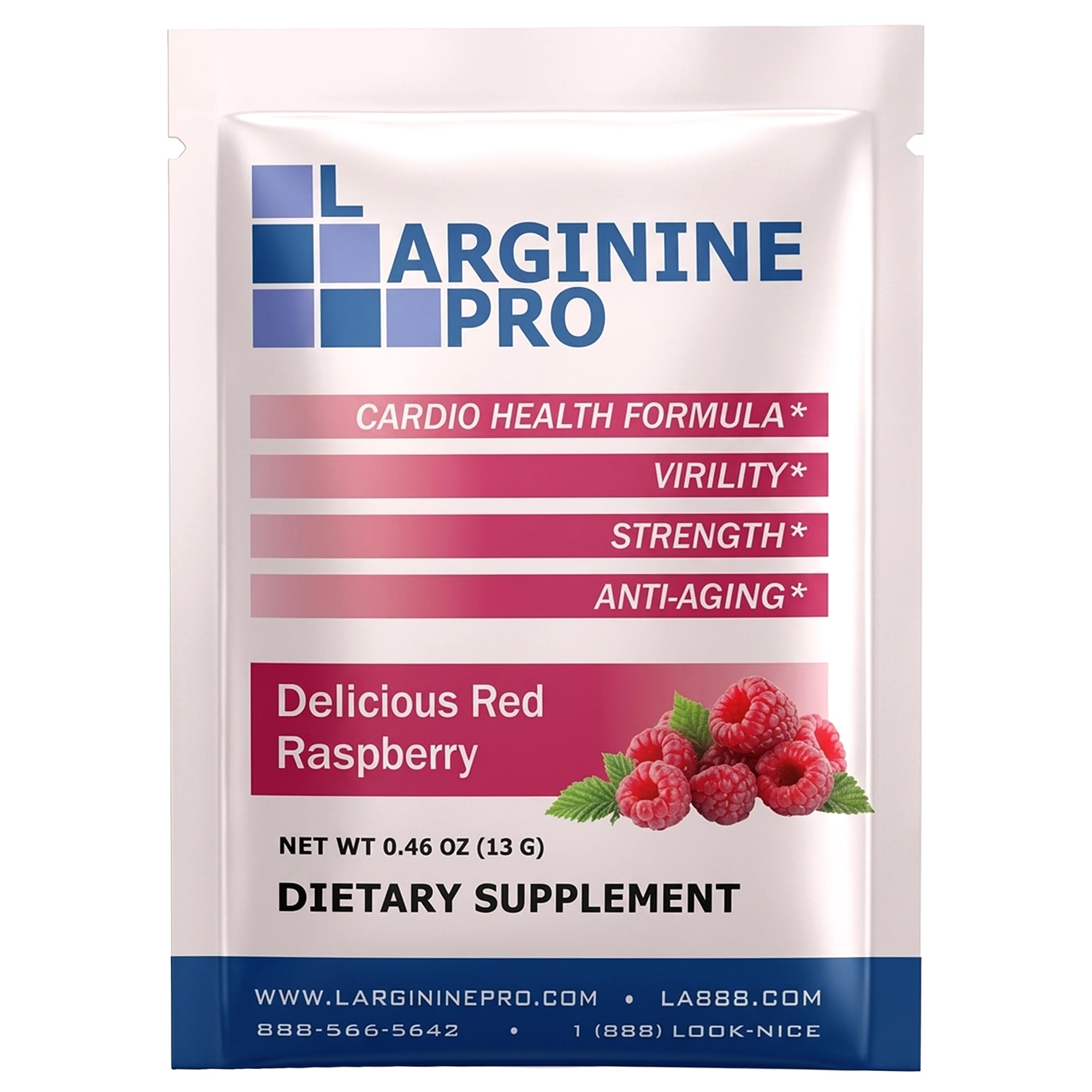 Supplement Powder | 30 Packets Single Serve Travel Size | 5,500mg of L-arginine Plus 1,100mg L-Citrulline, Raspberry
