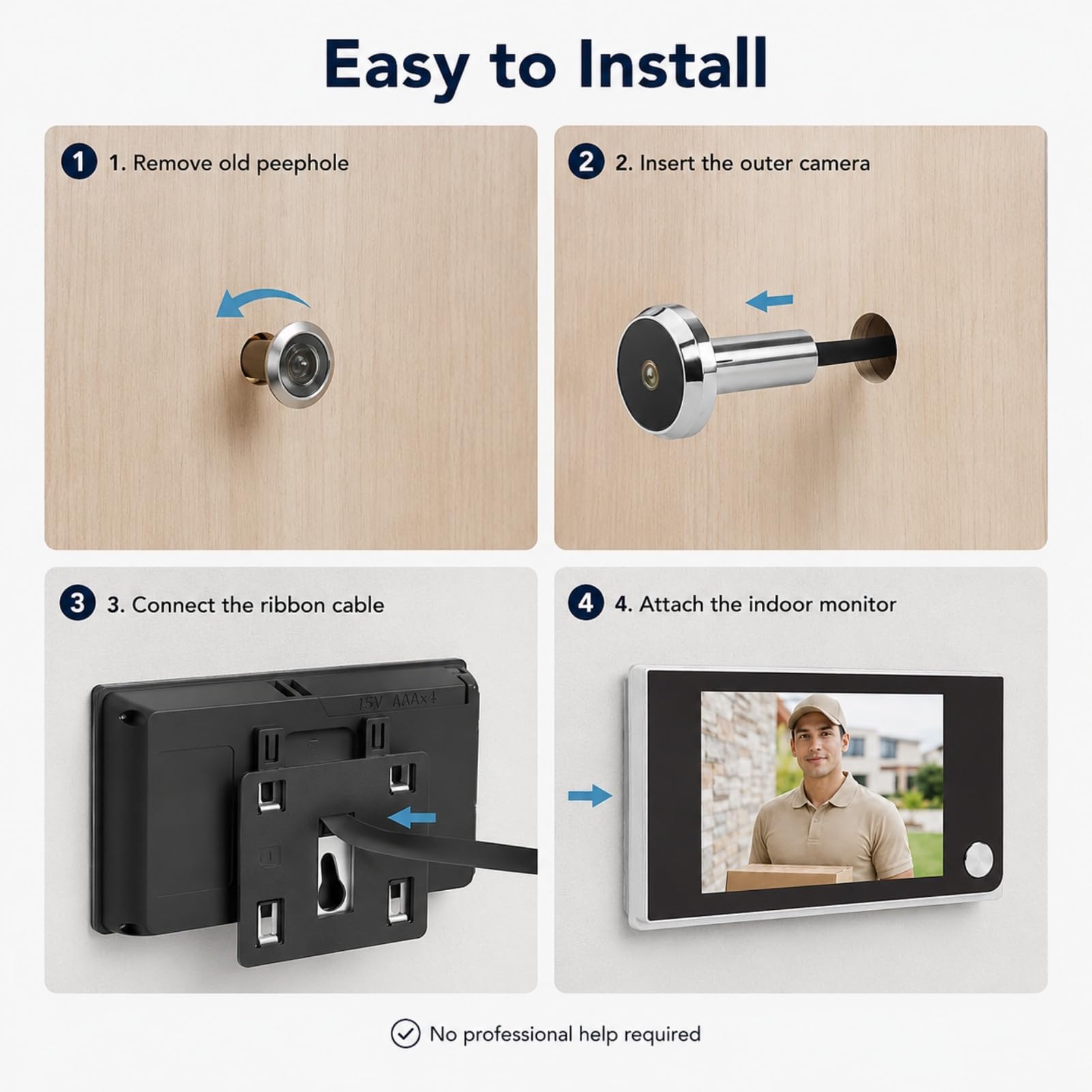 BuyWeek Mirilla electrónica para puerta digital, pantalla LCD de 3,5 pulgadas, aleación de zinc de 120 grados, para el hogar, la oficina, sin visión nocturna