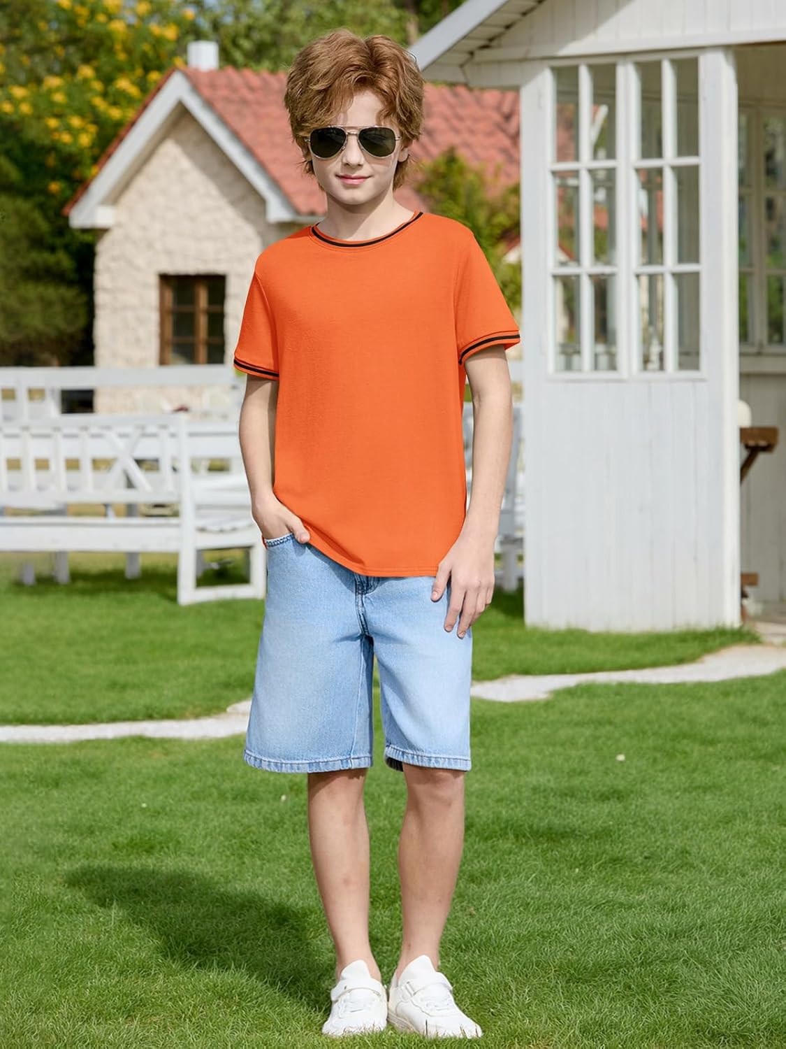 Haloumoning Boys Short Sleeve T-Shirts Kids Casual Summer Crewneck Shirts Fashion Tops Tees 5-14 Years - Image 6