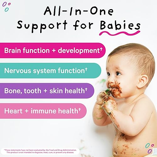 Miniatura 2 de Pink Stork Gotas multivitamínicas líquidas para bebés, gotas de vitaminas para bebés y niños pequeños con DHA, vitamina C, D, B12 y colina para