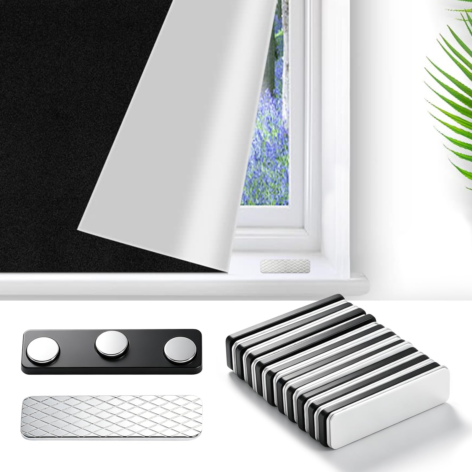 20 sztuk magnetycznych zapięć na zasłonę, 45 x 13 mm, magnetyczne magnesy do moskitiery okiennej, ochrona przed owadami, zasłona na drzwi, rolety okienne, 20 sztuk