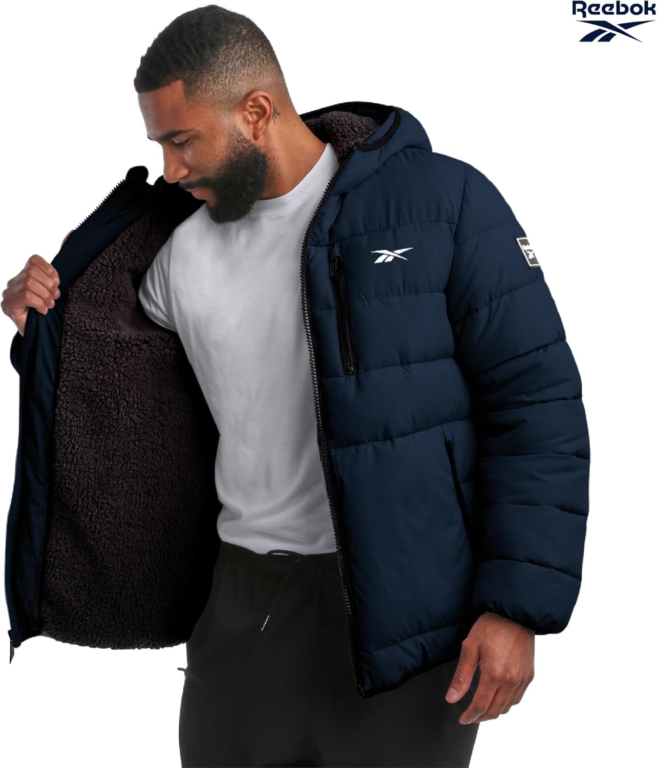 Reebok Mens Winter Jacket - Heavyweight Sherpa Lined Puffer Parka Mens Winter Coat - Insulated Quilted Ski Jacket for Men - Image 2