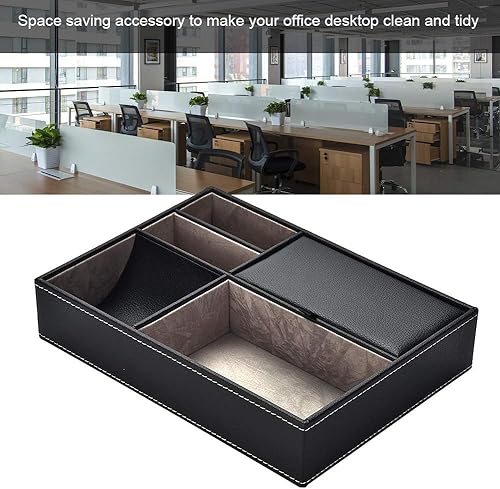 Miniatura 5 de Organizador de escritorio de piel sintética, organizador de escritorio, artículos de oficina de negocios, caja de almacenamiento con 5