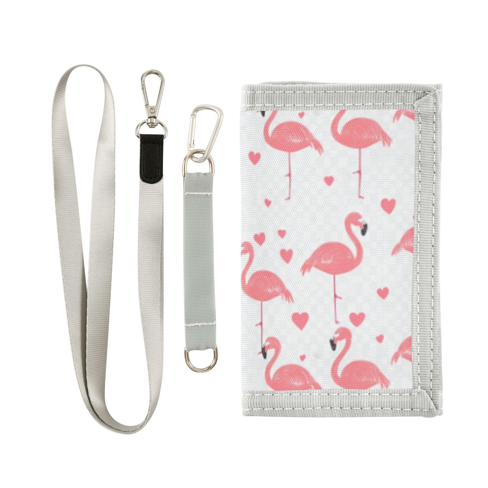 Wusikd Pink Flamingos Kids Wallet for Boys Girls Hearts Toddler Trifold Wallet Novelty Wallet for Teens Women Men