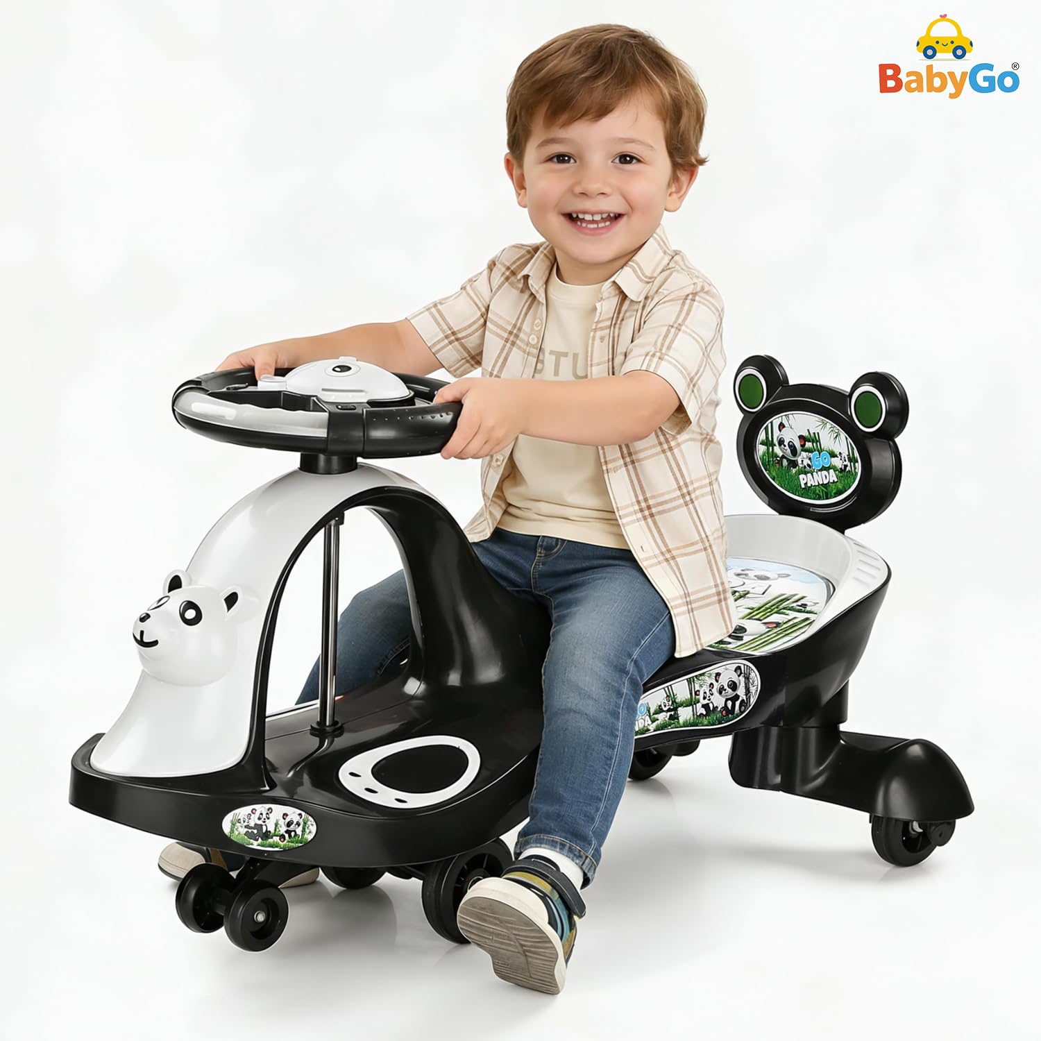 BabyGo Panda Swing Car Ride-On - Lights & Music! -6 BabyGo Panda Swing Car Ride-On - Lights & Music! -6
