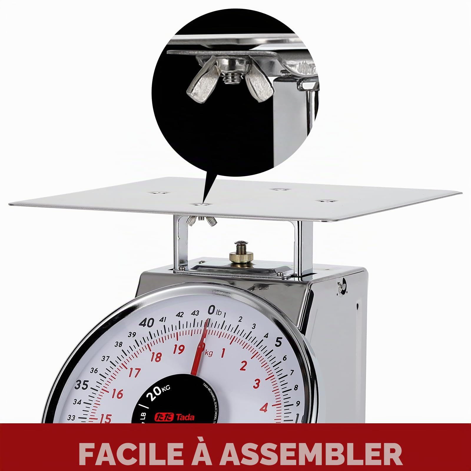 Tada Balance de cuisine mécanique robuste en acier inoxydable 20 kg