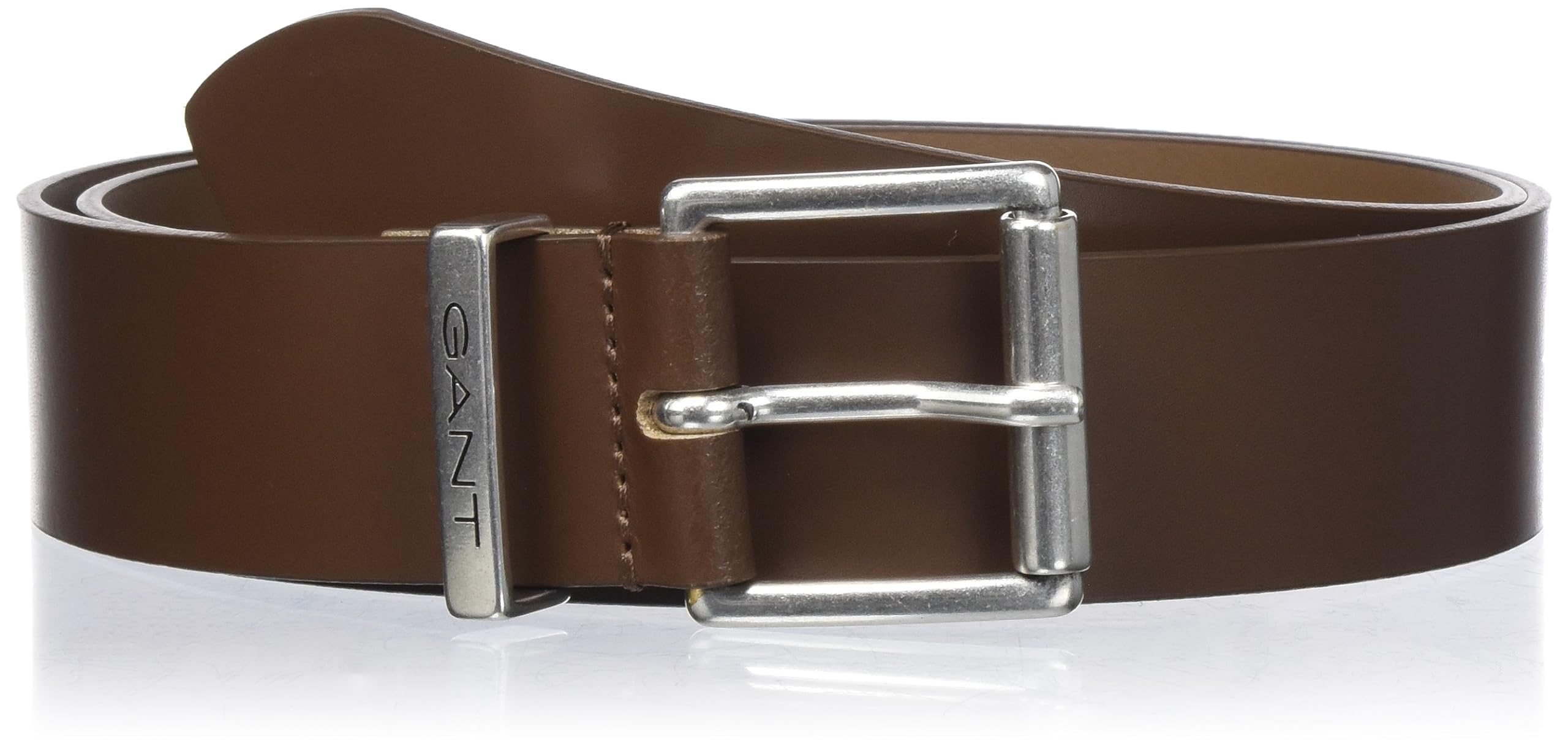 Gant Unisex Weathered Brown Logo Leather Belt, 90 Cm