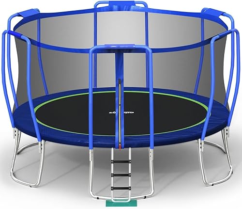 Zupapa Diseño sin huecos de 16, 15, 14, 12, 10, 8 pies, cama elástica para niños con red de seguridad de 425 libras, capacidad de peso para patios