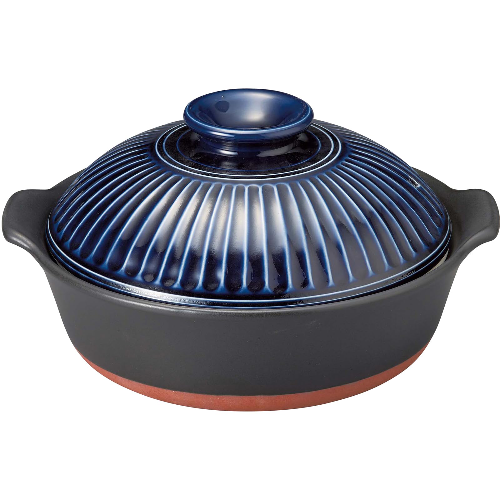 正規品】 萬古焼 銀峯 菊花 土鍋 IH対応 9号 3-4人用 瑠璃釉 ブルー 直