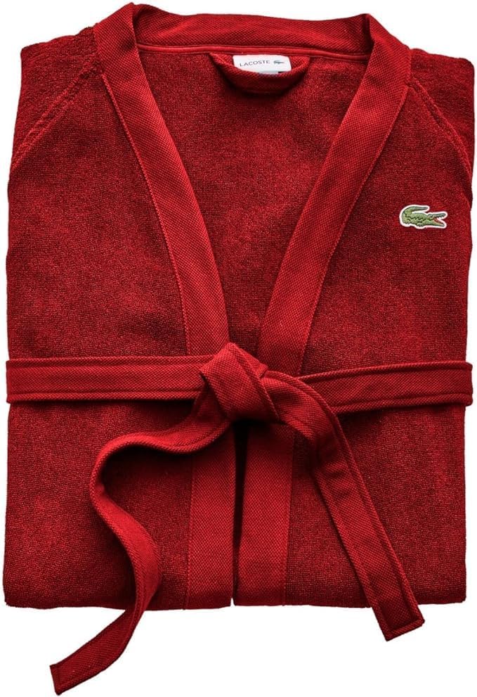 Lacoste Classic Pique Bath Robe, 100% Soft Cotton Terry, Unisex Adult Bathrobe, Absorbent & Quick Drying, One Size Fits Most - Image 7