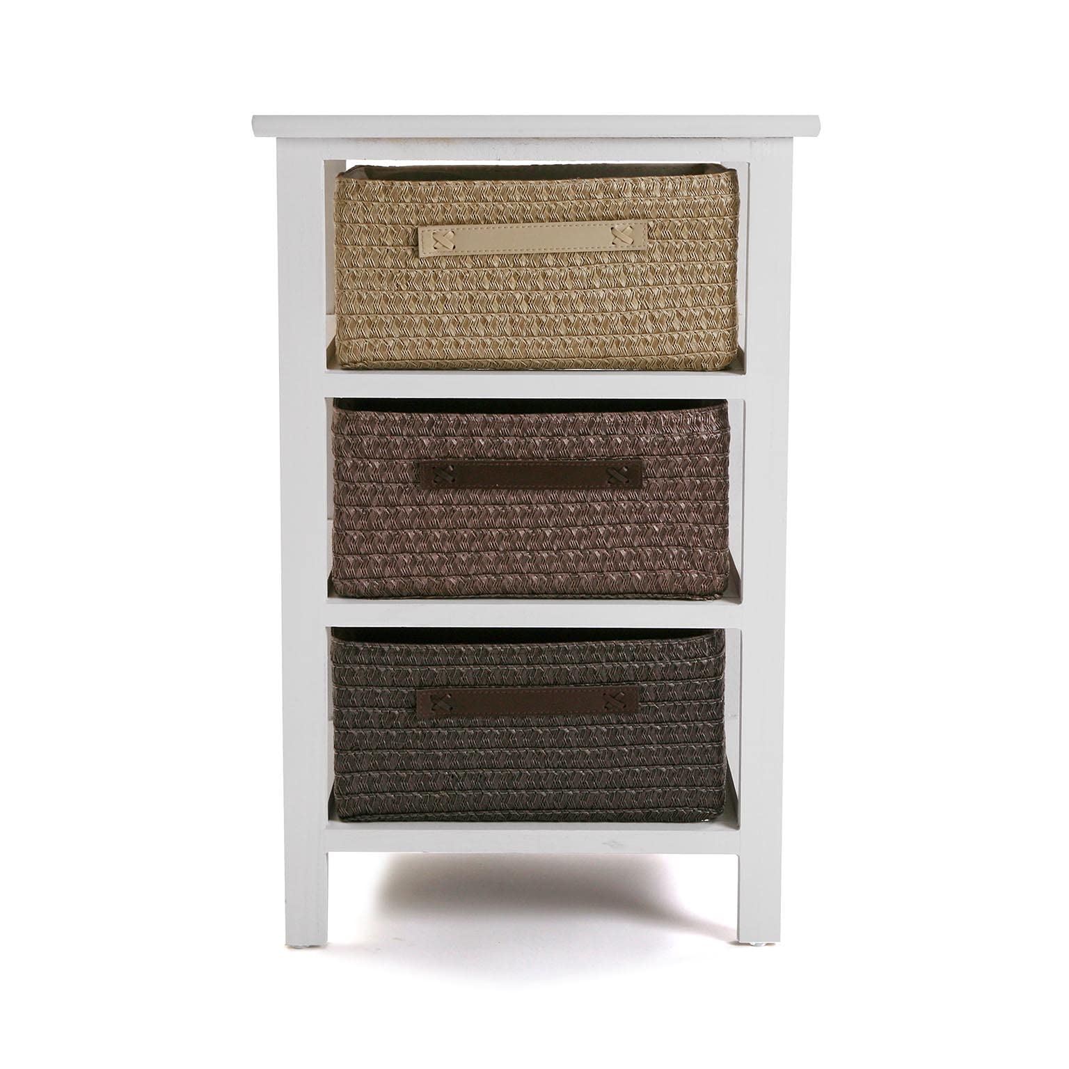 Versa Gavle Armoire de Salle de Bain, Commode pour Organiser, Rangement Moderne, Commode avec 3 tiroirs pour Organiser, Dimensions (H x l x L) 57 x 28 x 37 cm, Bois et Polyester, Couleur: Marron
