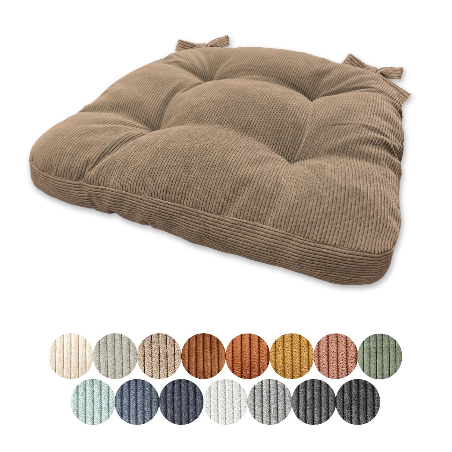 Lsjoaw Seat Pads 1PCS Non Slip Chair Cushions Chair Pads with Ties Garden Chair Cushions Comfortable and Soft Seat Cushion for Living Room Kitchen Garden Office （Color#3-16.9x16.5x15.7x2.4in）