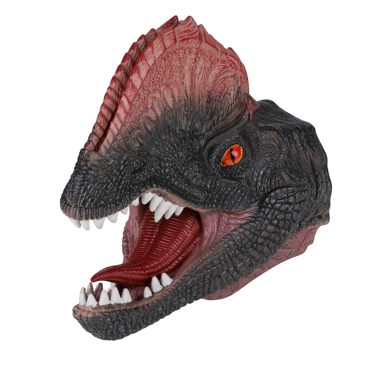 Dinosaur Hand Puppet Soft Rubber 3D Dinosaur Head Gloves Halloween Costume Gloves Accessory Animal Party Favors Interactive Accessories For Adults Double Crown Dinosaur โ image 1