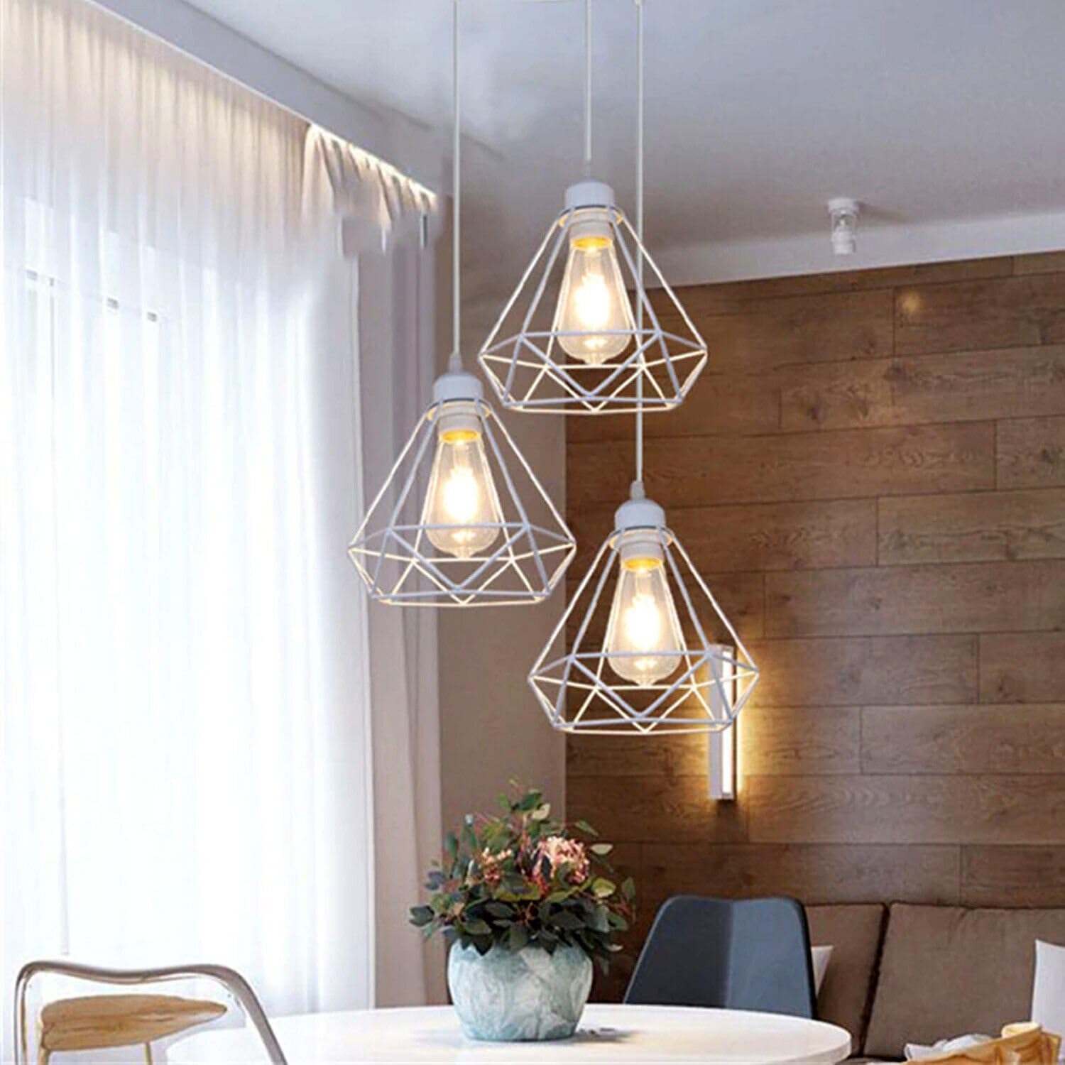 Moderne schwarze geometrische Decken Pendelleuchtenschirme, Drahtkäfig Lampenschirme - Bild 40 von 48