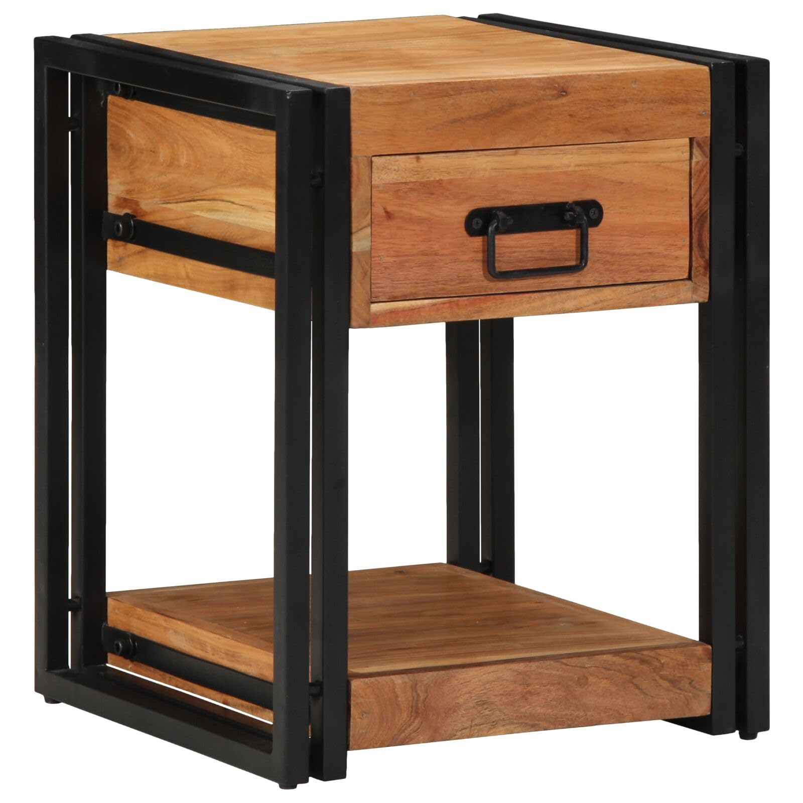 SXZenSpace 4016704 Nightstand 40x40x50 cm Solid Acacia Wood Bedside Tables Drawers Cabinet Side End Table Storage Organizer Home Stand for Bedroom