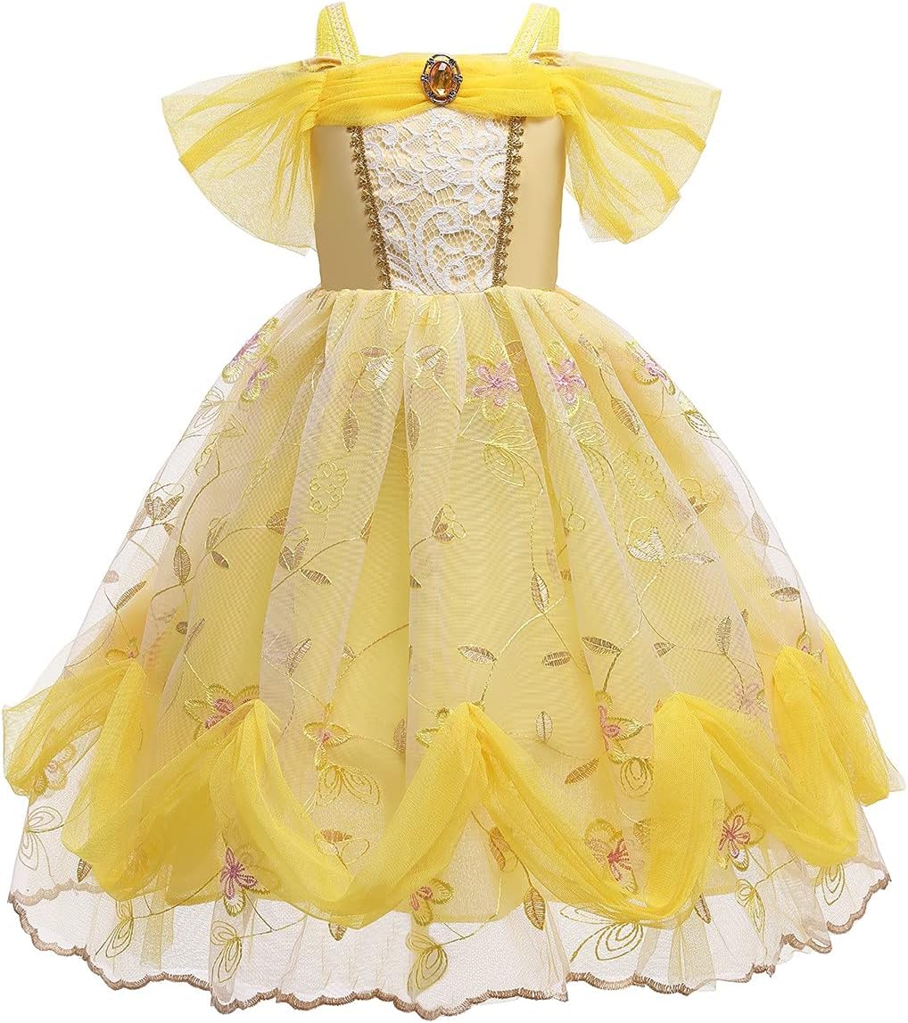 MYRISAM Girls Belle Princess Dress Beauty and the Beast Costume Halloween Carnival Cosplay Christmas Birthday Ball Gown