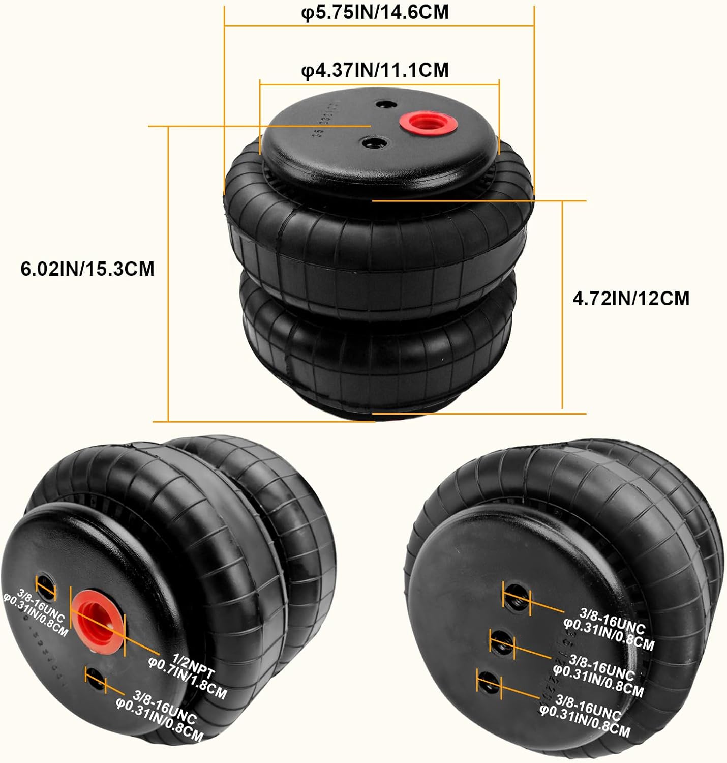 MILLISEC Rear Air Spring Bag Kit for 2001-2010 GMC Sierra 2500HD and Chevy Silverado 2500HD 2WD 4WD Car OE Replaces TOW-GM01HD,Firestone 2250