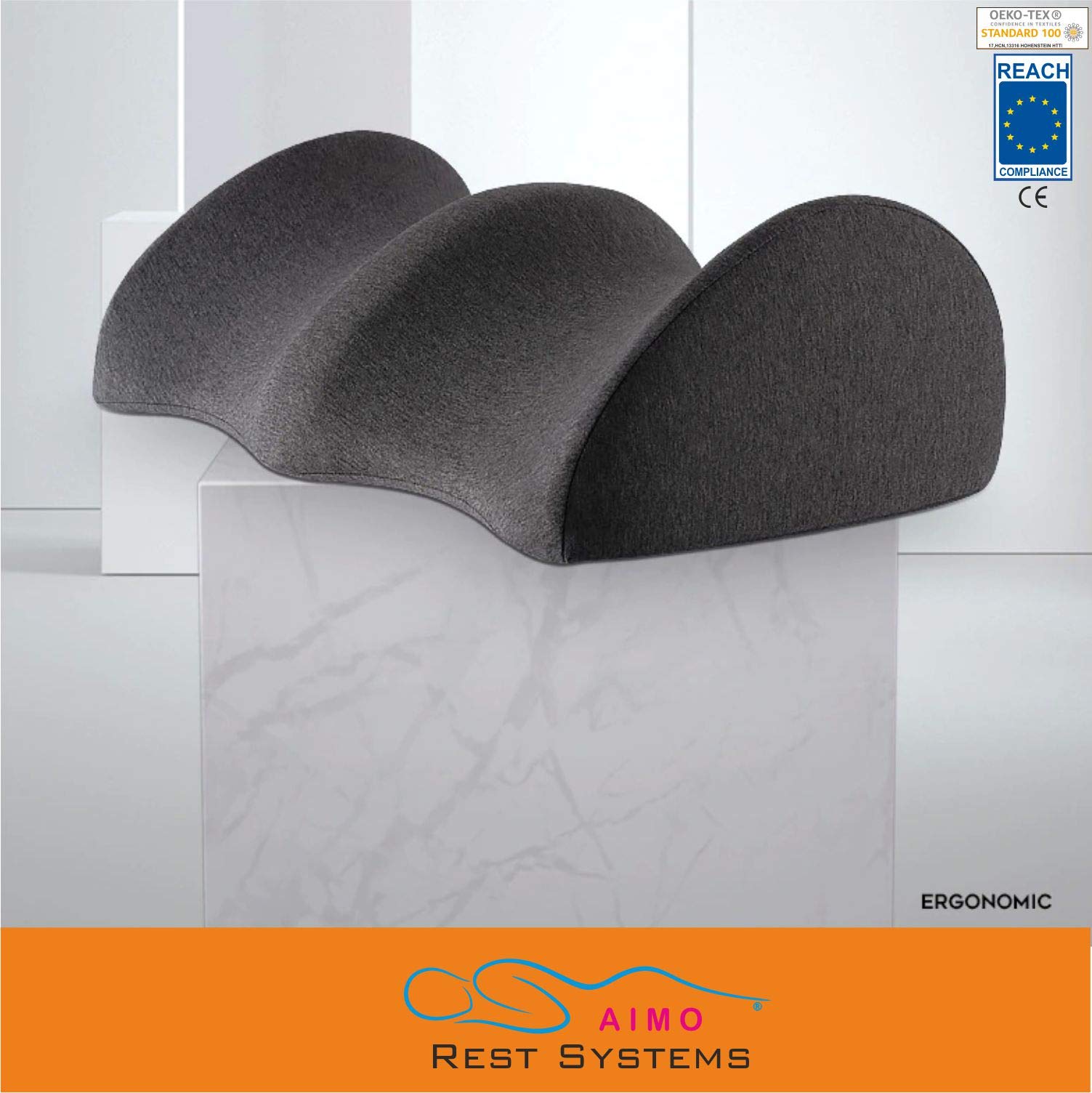 AIMO cojin piernas KP004 Ideal para elevacion de piernas con Problemas de circulación o piernas cansadas, certificados CE y Reach, desenfundable, Lavable, Funda de Algodon Natural en Color Negro.