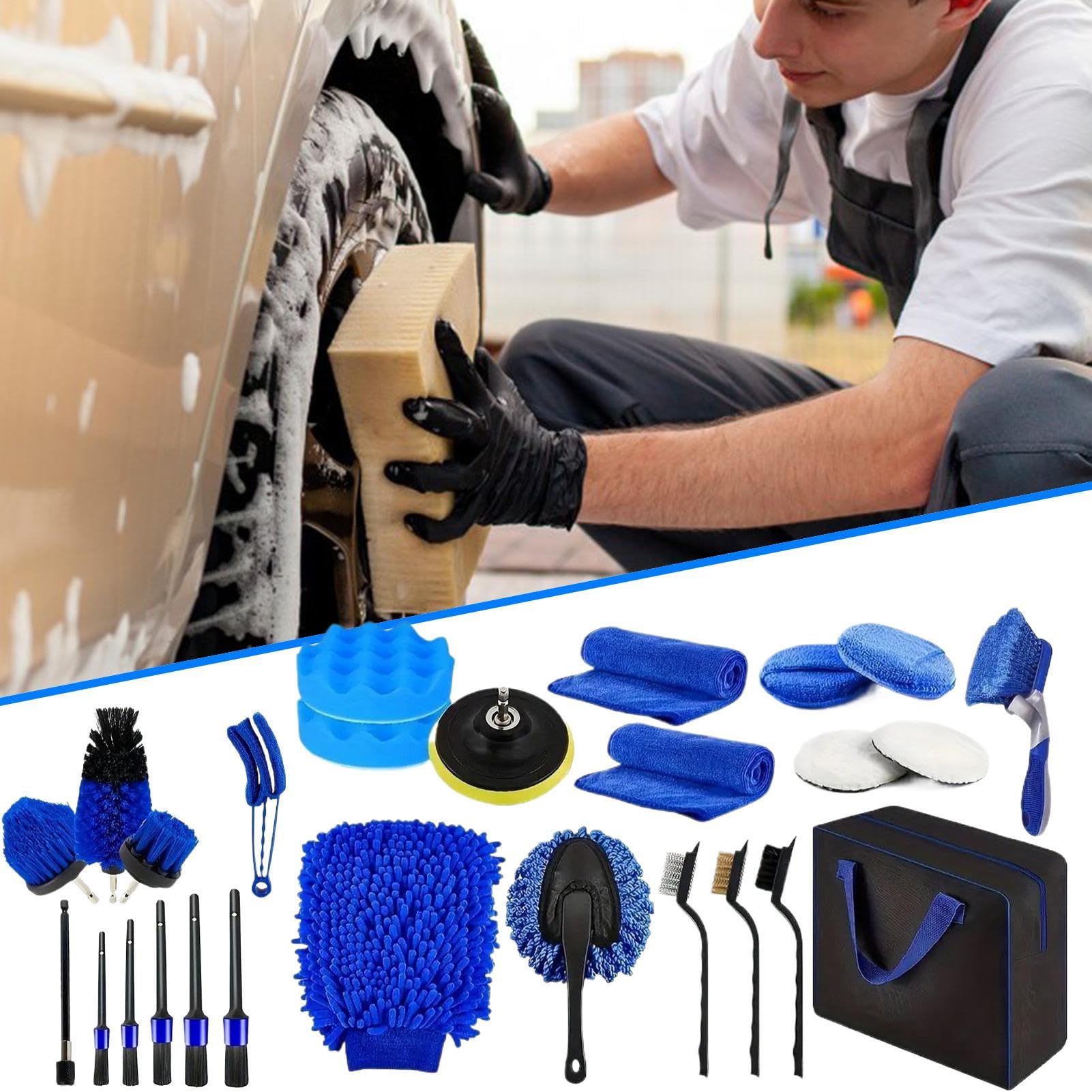 Kit Detailing Auto Portatile Multifunzionale Ergonomico Riutilizzabile | Set Multifunzione Spolveratura Veicolo Set per il lavaggio del parabrezza e detailing, per casa, garage e viaggio