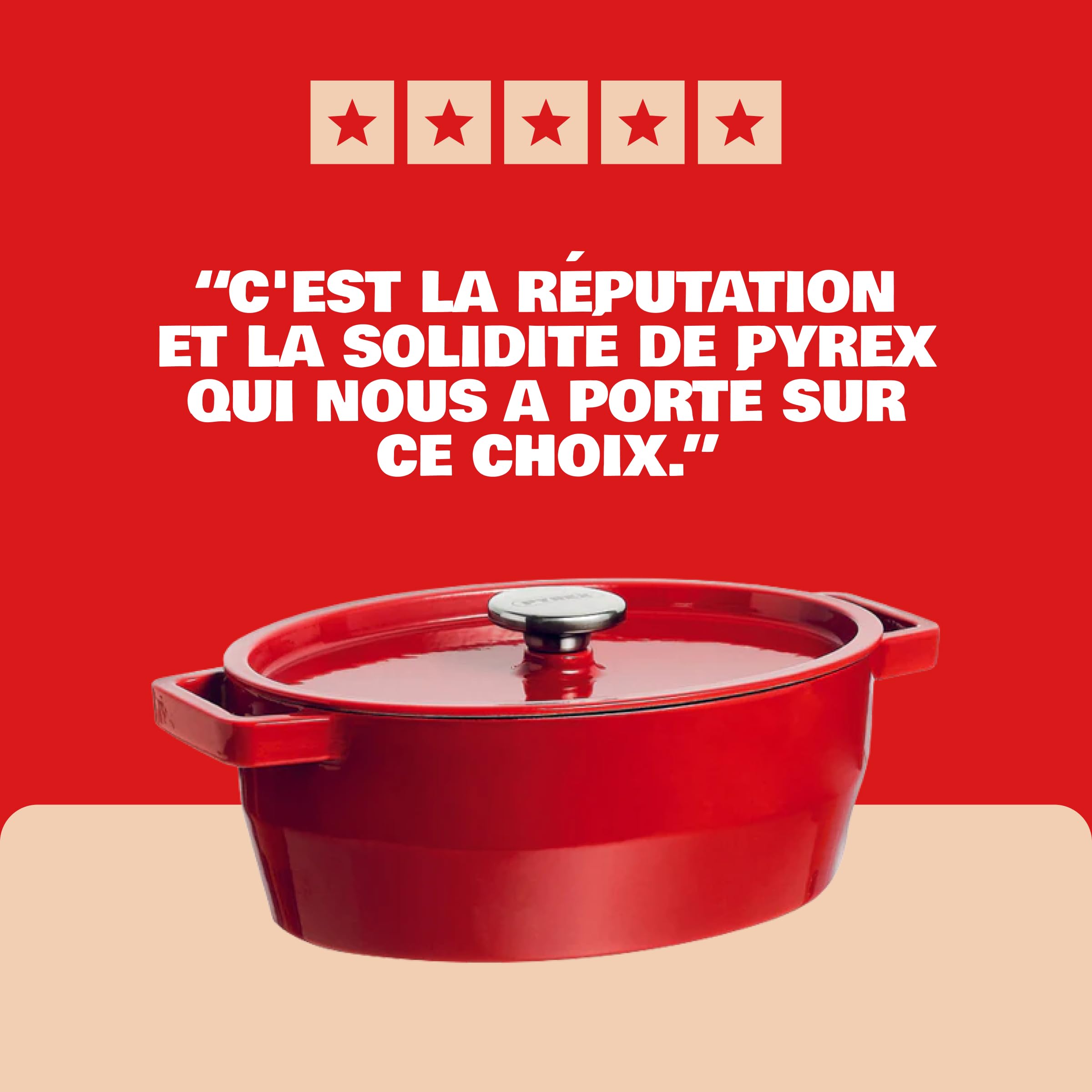 Pyrex - Cocotte En Fonte Ovale Rouge 29 cm - Cocotte avec Couvercle à Arrosage Intégré - Fonte émaillée Hautement Résistante - Polyvalente et Compatible Tous Feux - Ustensile de Cuisine - SlowCook
