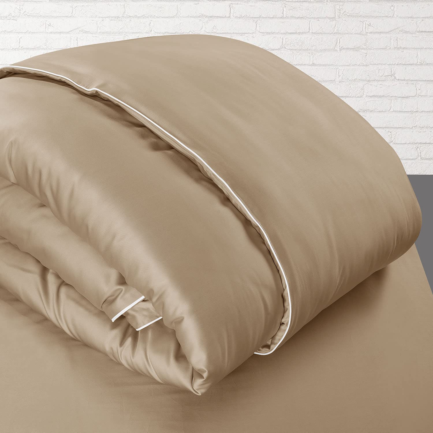 Spread Spain® Italian Cotton 500 Thread Count Single Bed Size Duvet/Quilt Cover, Soft, Breathable and Closure Zipper Duvet Cover (60" x 90" Inch, Beige)-image-47