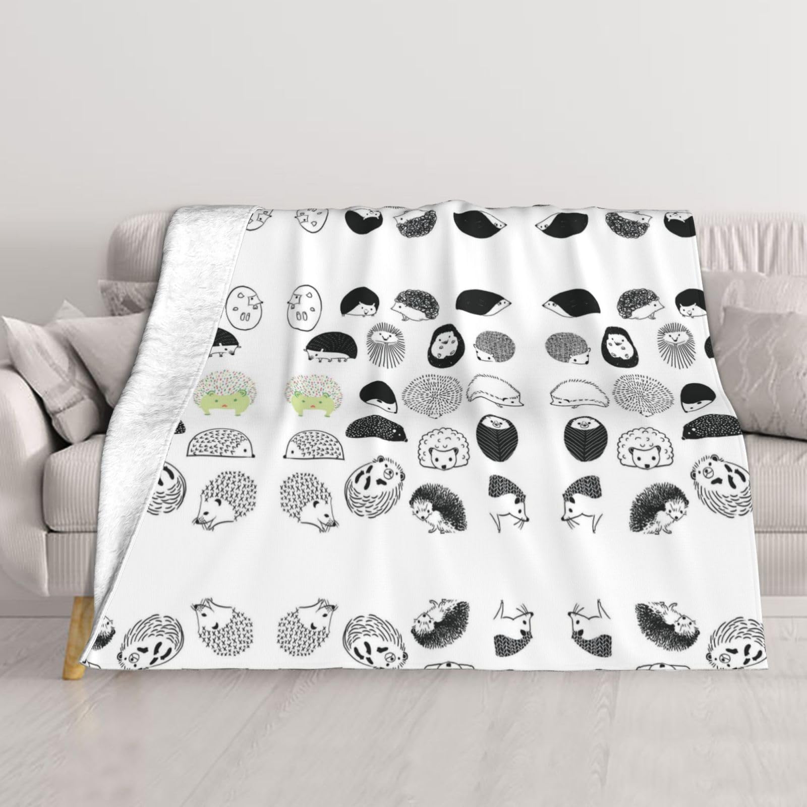 Couverture flanelle motif hérisson, le cadeau parfait pour lit et canapé