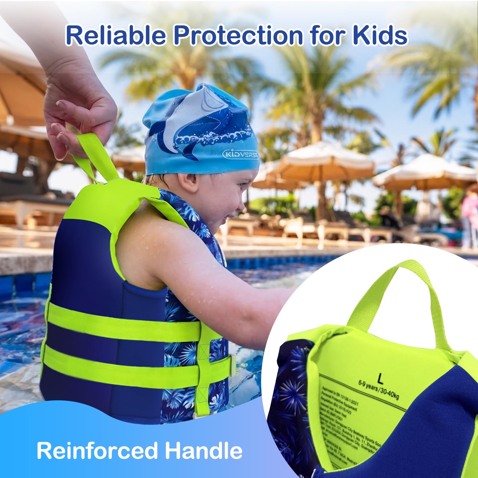 Gilet de Natation pour Enfants,Gilet Natation Enfant Certifié TÜV avec Sangle,Gilet Natation bébé Garçon avec Ceinture de sécurité réglable,Gilet de Flottaison en Néoprène