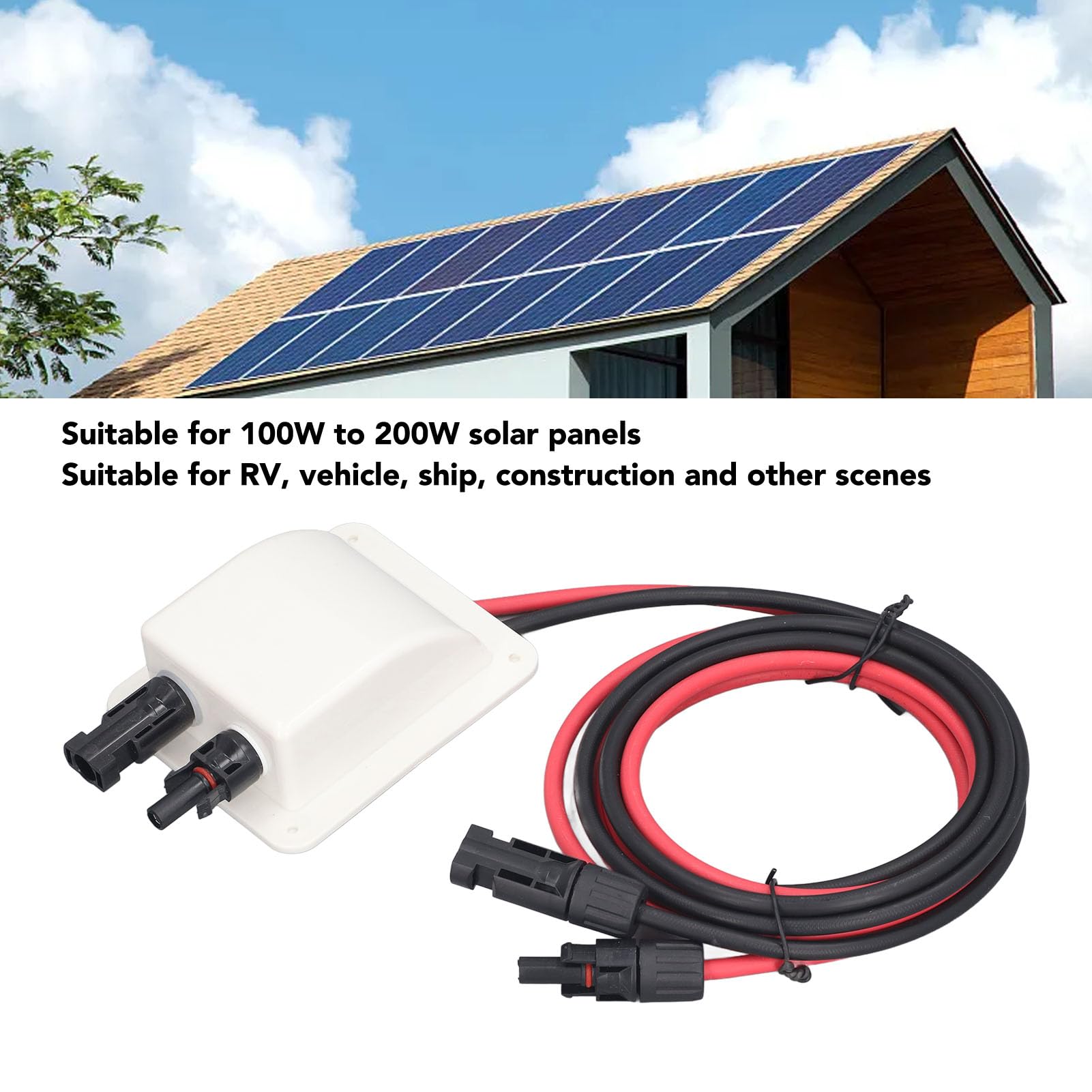 Passe-câble Double avec câble, Passe Cable Etanche étanche ABS avec câble de rallonge Solaire 2 m 10 AWG, Passe-Toit Solaire, pour Camping-Car, Bateau, Caravane, Marine