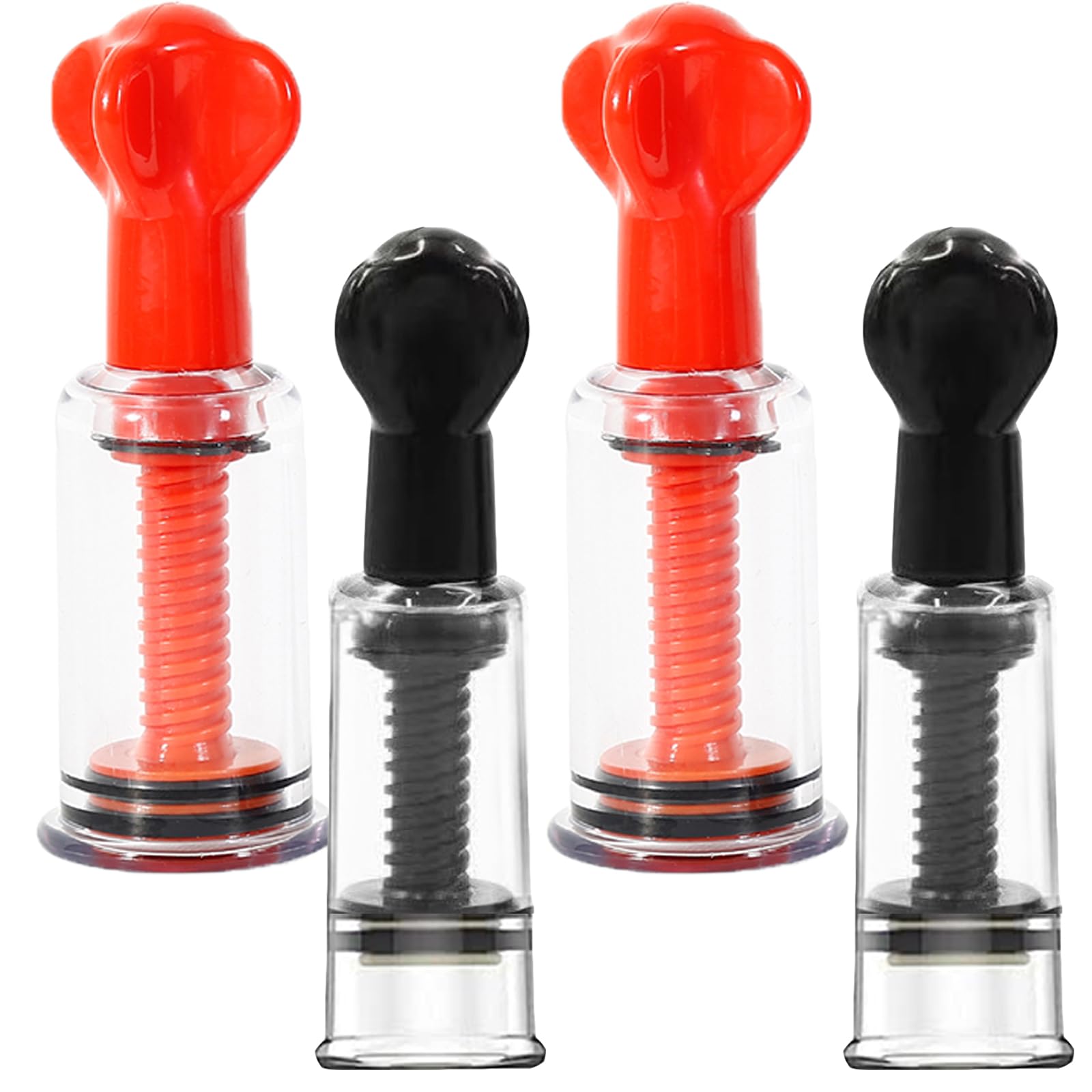 Jesakmie 4pcs 2 Size Nipple Sucker for Flat or Inverted Shy Nipples, Red Black Portable Nipple Pump Sucker, Inverted Nipple Puller Suction for Breastfeeding Women (2pcsRed + 2pcsBlack)