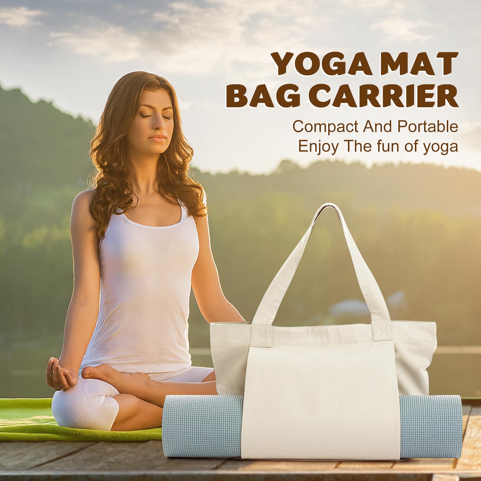 Yogatasche mit Yogamatten-Tragetasche, Pilates-Tragetasche und Yoga-Block für Damen, Segeltuch-Umhängetasche mit Tasche für Fitnessstudio, Büro, Reisen, Strand, Workout, Sport, passend für alle