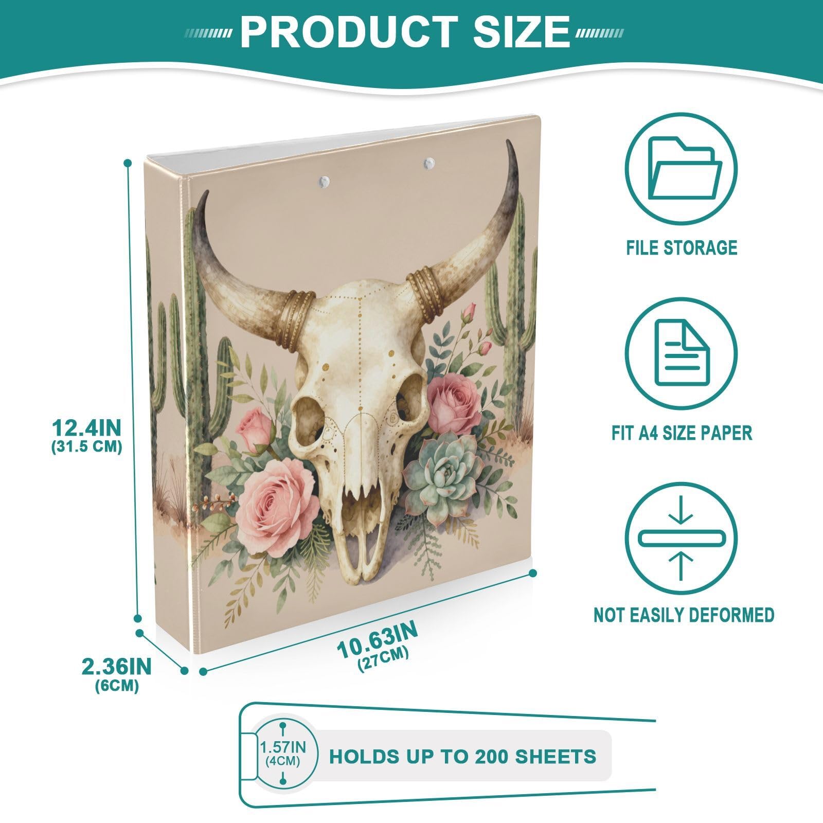Porte-documents avec porte-bloc intégré Style western Boho Chic Buffalo