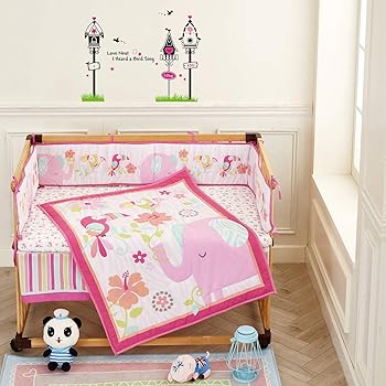 pink elephant crib bedding set