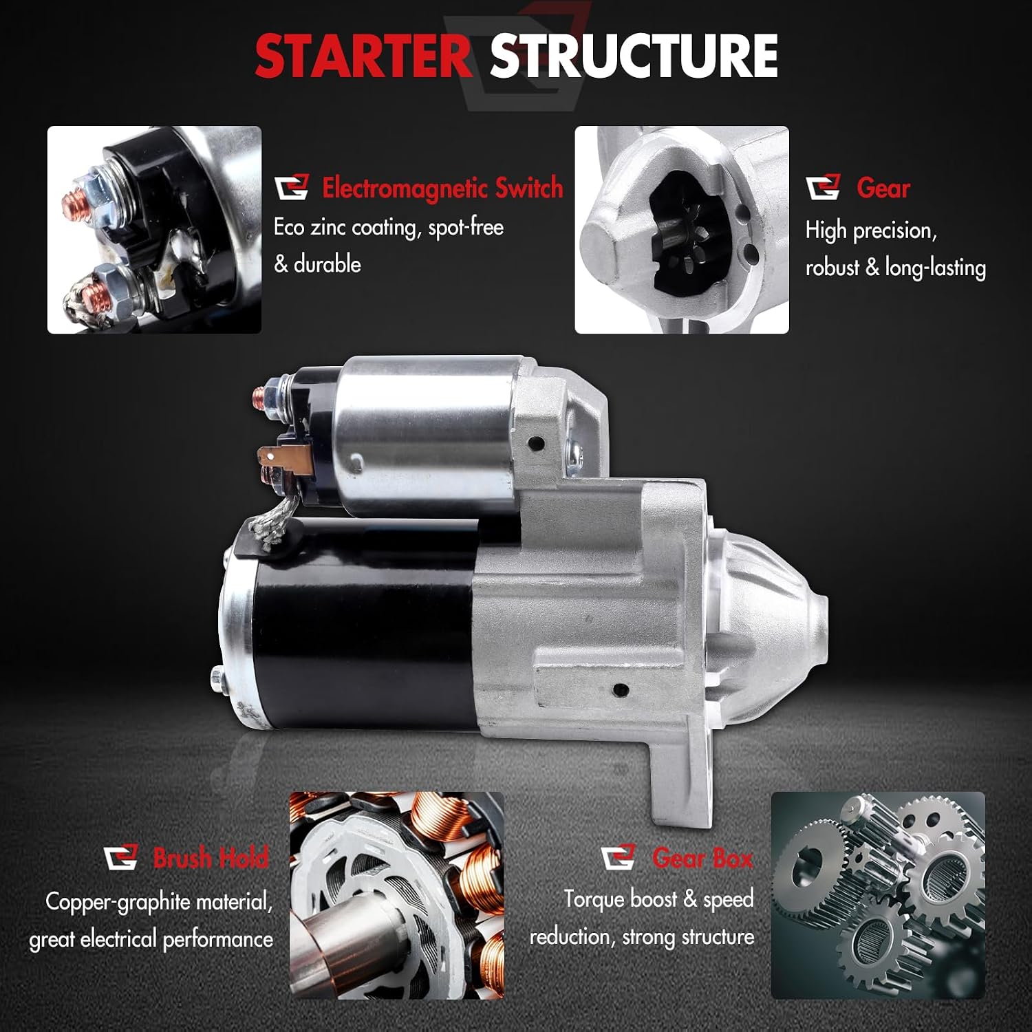 New Starter Compatible for Jeep for Grand Cherokee 5.7L 2005-2009 for Jeep for Commander 5.7L 2006-2010 for Ram for 2500 5.7L 2010, 12 Volt Starter Motor Replace 17938 M0T23271