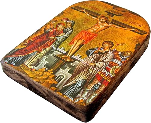 Miniatura 3 de Icono de madera griego cristiano ortodoxo madera de la crucifixión  MP2
