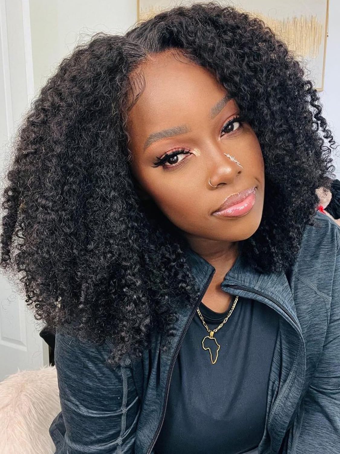 Amazon.com : Curlyme Glueless Wigs Human Hair Pre Plucked  display picture 2