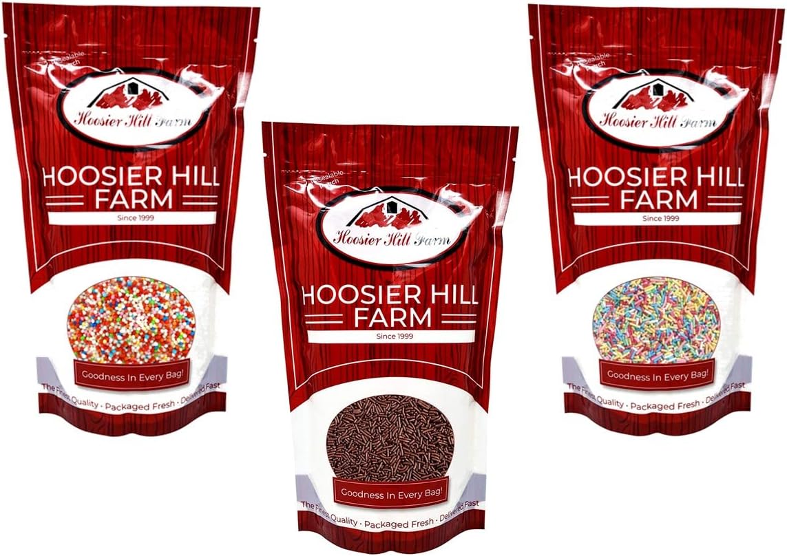 3-Pack Cake Decoration (3 * 500 g) Cocoa Strands + Rainbow Strands + Rainbow Pearls