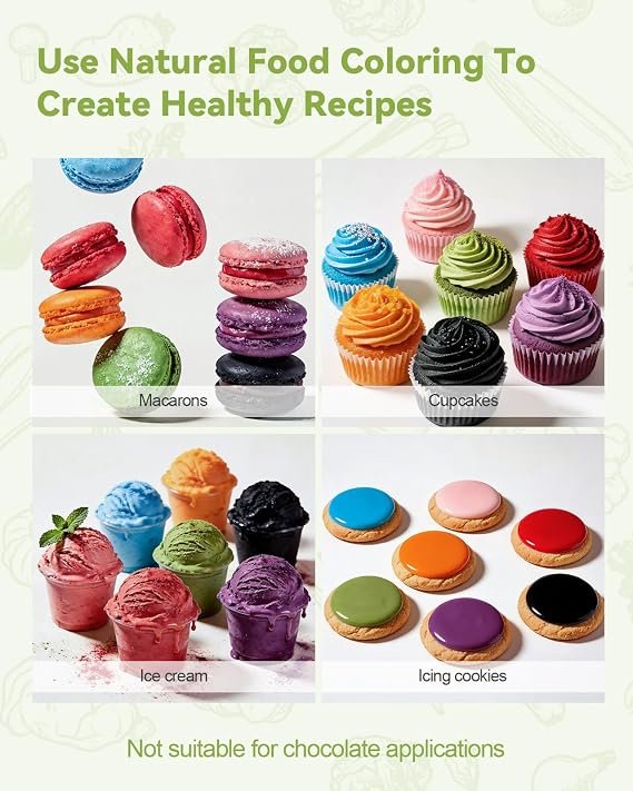 Natural Food Coloring Gel, 10 Milliliters Each of 7 Colors Dye-Free Food Coloring No Artificial Dyes, Non-Toxic, Natural Food Dye for Icing, Frosting, Cake Decorating