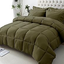 JOLLYVOGUE Queen Comforter Set, Ultra-Soft Bed in a Bag Queen Size 7 Pieces, Oeko-TEX Certified Bedding Set with Down Alternative Comforter, Sheets, Pillowcases & Shams, Olive Green