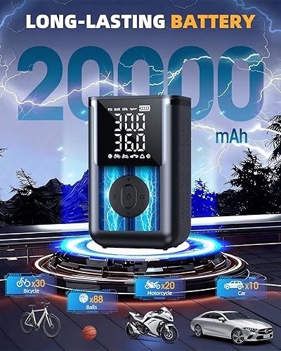 Miniatura 3 de Inflador de neumáticos, compresor de aire portátil, bomba de aire inalámbrica de 160 PSI para neumáticos de automóvil con medidor de presión