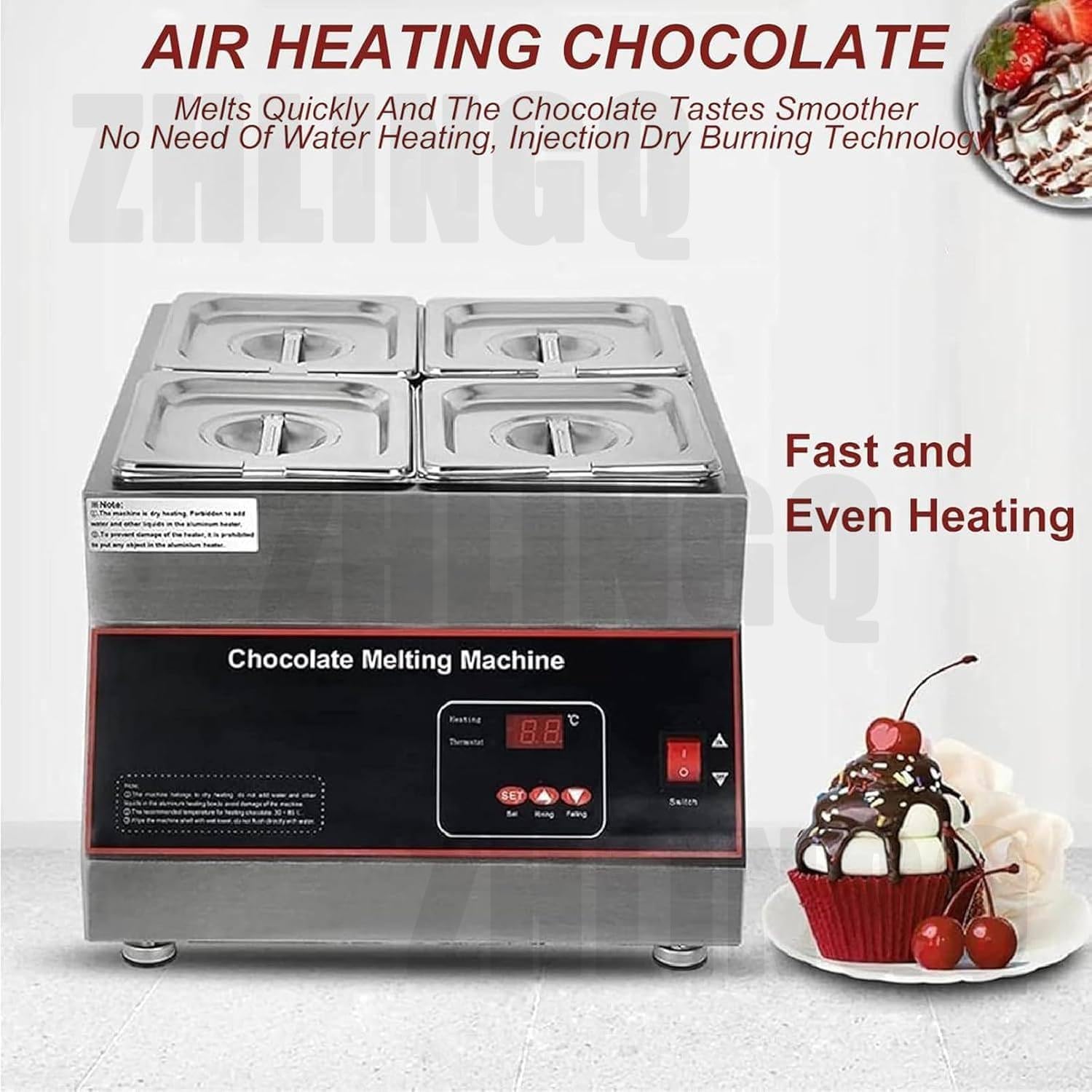 Machine à Fondre Le Chocolat, Machine à Tempérer Le Chocolat, Fondoir à Chocolat Commercial, Marmite à Chocolat, 500 W, 32 à 203 ℉ Chauffe-Plats électrique en Acier Inoxydable,6kg*2